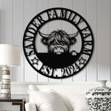 Highland Cow Metal Sign, Custom Highland Cow Wall Art, Personalized Highland Cow Farm Sign, Farmhouse Decor, Ranch Decor, Cow Hanger
