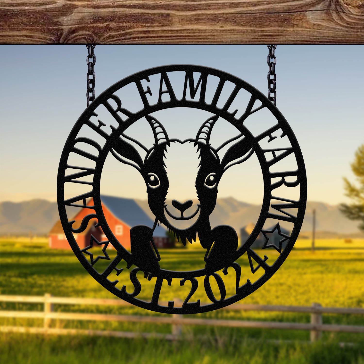 Custom Goat Metal Wall Sign – Personalized Farm Name Wall Art – Goat Farmhouse Decor & Gifts for Goat Lovers, Family Name Sign