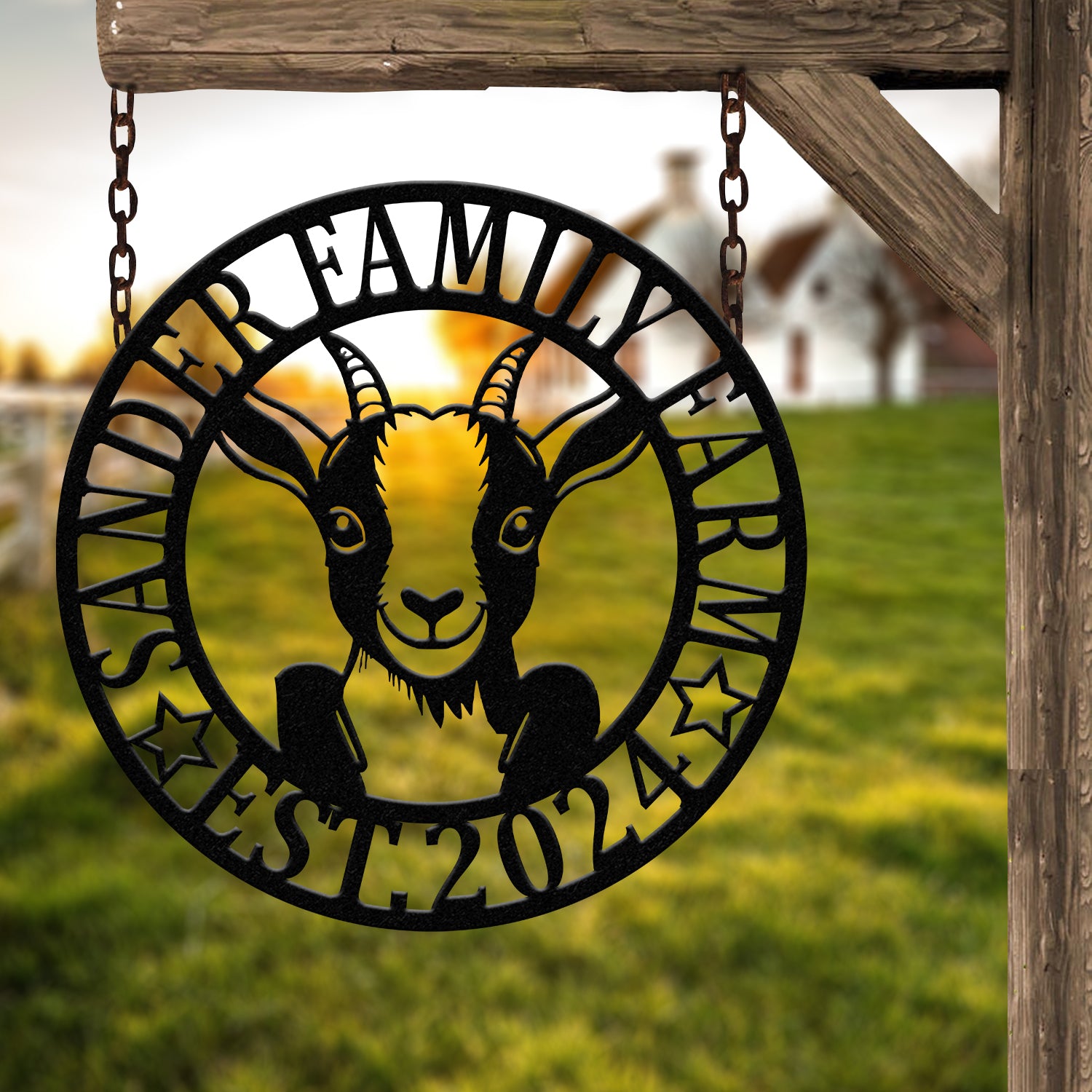 Custom Goat Metal Wall Sign – Personalized Farm Name Wall Art – Goat Farmhouse Decor & Gifts for Goat Lovers, Family Name Sign