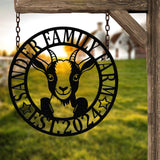 Custom Goat Metal Wall Sign – Personalized Farm Name Wall Art – Goat Farmhouse Decor & Gifts for Goat Lovers, Family Name Sign