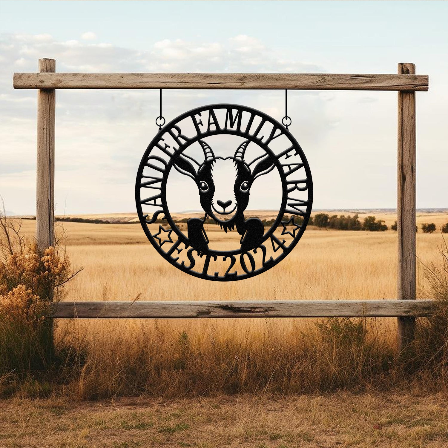 Custom Goat Metal Wall Sign – Personalized Farm Name Wall Art – Goat Farmhouse Decor & Gifts for Goat Lovers, Family Name Sign