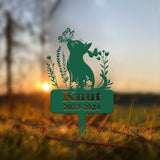 Personalized Cat Memorial Stake, Custom Metal Grave Marker with Flower, Cat Cemetery Stake, Loss of Cat Sympathy Gift, Cat Garden Decoration