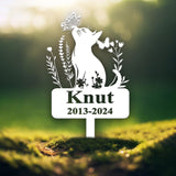 Personalized Cat Memorial Stake, Custom Metal Grave Marker with Flower, Cat Cemetery Stake, Loss of Cat Sympathy Gift, Cat Garden Decoration