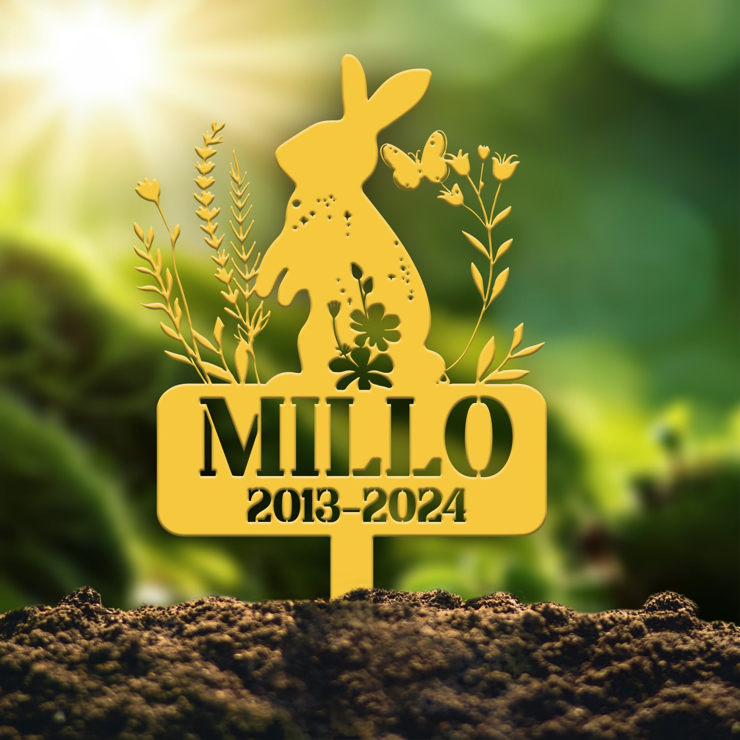 Personalized Rabbit Bunny Memorial Stake, Bunny Grave Marker, Metal Garden Stake, Remembrance Sign, Bunny Lover Sympathy Gift, Pet Loss Gift