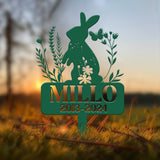 Personalized Rabbit Bunny Memorial Stake, Bunny Grave Marker, Metal Garden Stake, Remembrance Sign, Bunny Lover Sympathy Gift, Pet Loss Gift