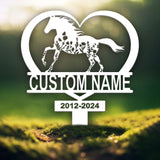 Personalized Floral Horse Heart Memorial Stake - Pet Grave Marker Sign, Horse Loss Gift, Sympathy Remembrance Sign for Garden or Yard