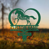 Personalized Floral Horse Heart Memorial Stake - Pet Grave Marker Sign, Horse Loss Gift, Sympathy Remembrance Sign for Garden or Yard