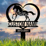 Personalized Floral Horse Heart Memorial Stake - Pet Grave Marker Sign, Horse Loss Gift, Sympathy Remembrance Sign for Garden or Yard