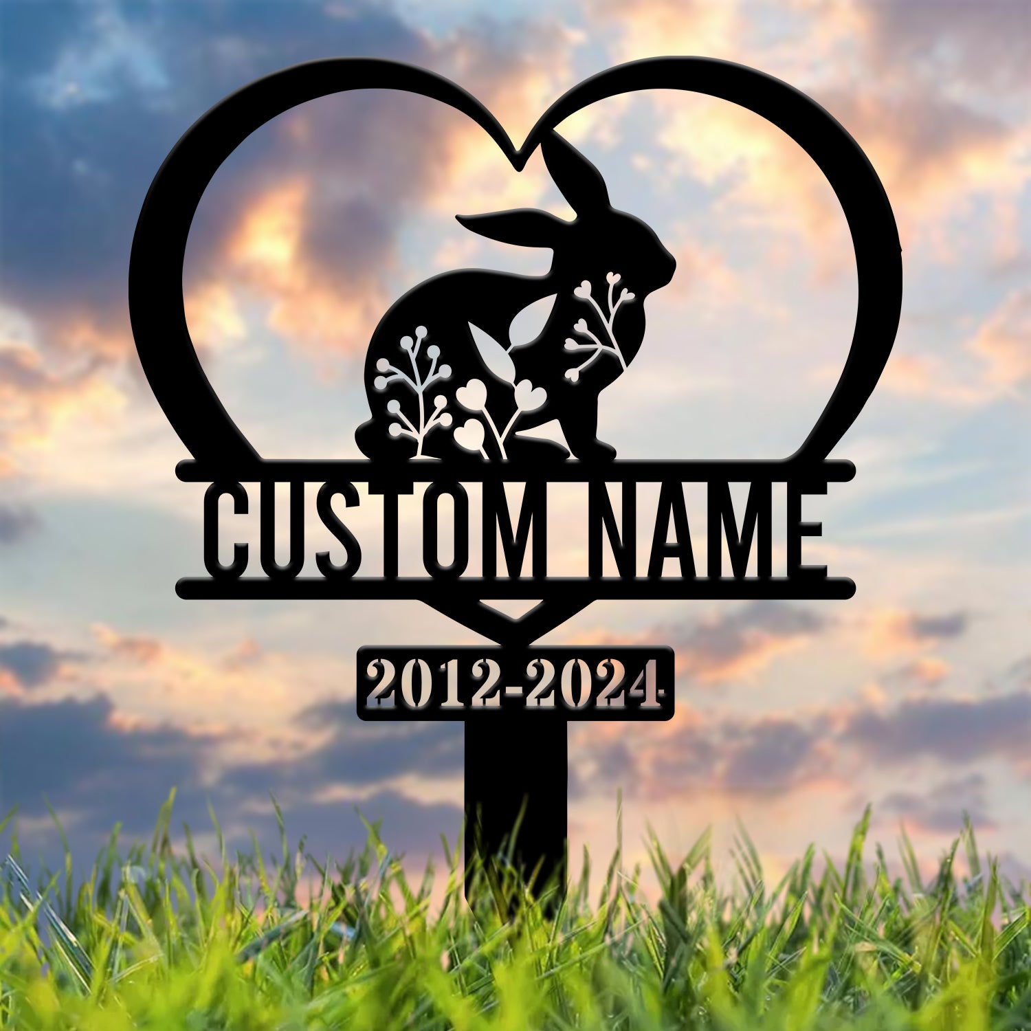 Personalized Rabbit Bunny Memorial Stake, Bunny Grave Marker, Metal Garden Stake, Remembrance Sign, Bunny Lover Sympathy Gift, Pet Loss Gift