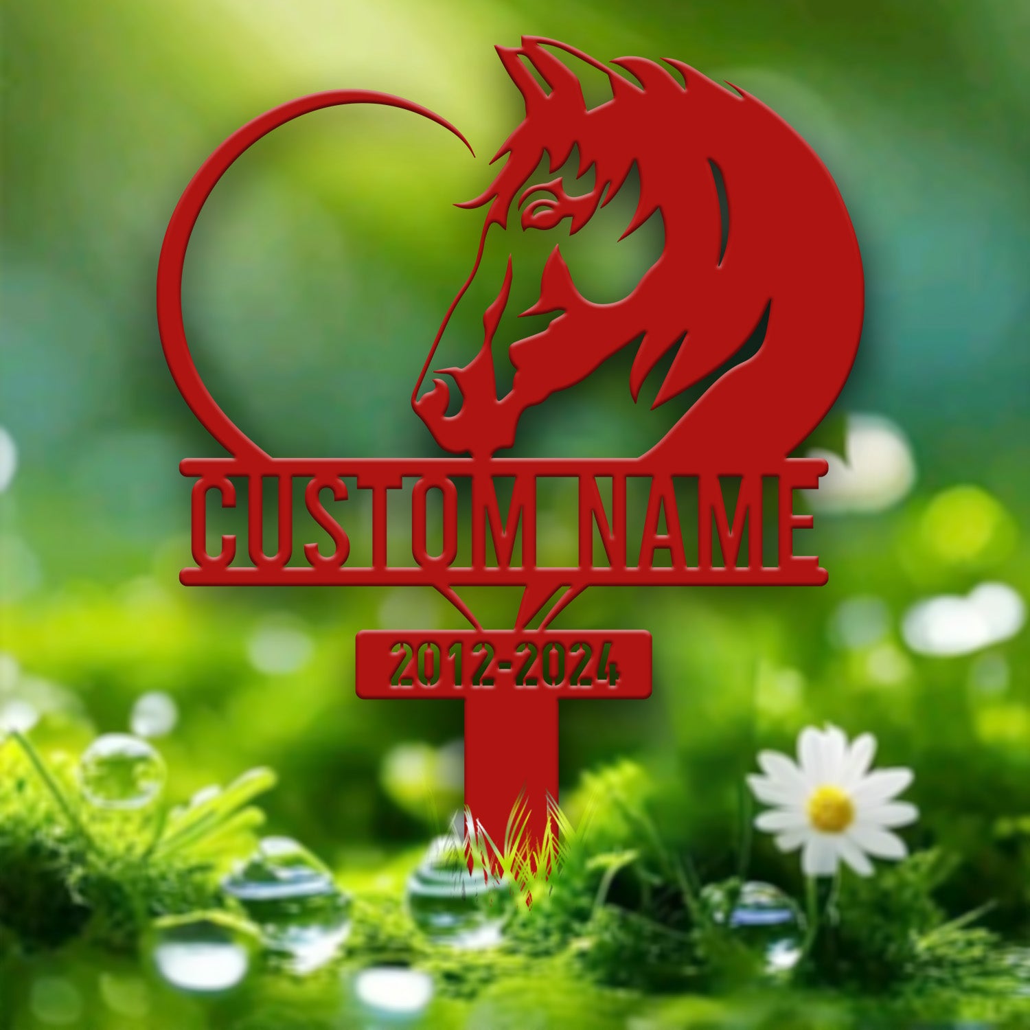 Personalized Horse Heart Memorial Stake - Pet Grave Marker Sign, Horse Loss Gift, Sympathy Remembrance Sign for Garden or Yard