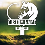 Personalized Horse Heart Memorial Stake - Pet Grave Marker Sign, Horse Loss Gift, Sympathy Remembrance Sign for Garden or Yard