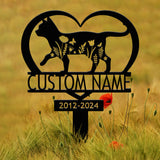 Personalized Metal Cat Grave Marker - Custom Cat Memorial Stake with Flowers, Cat Cemetery Stake, Garden Decor, Pet Loss Memorial for Cats