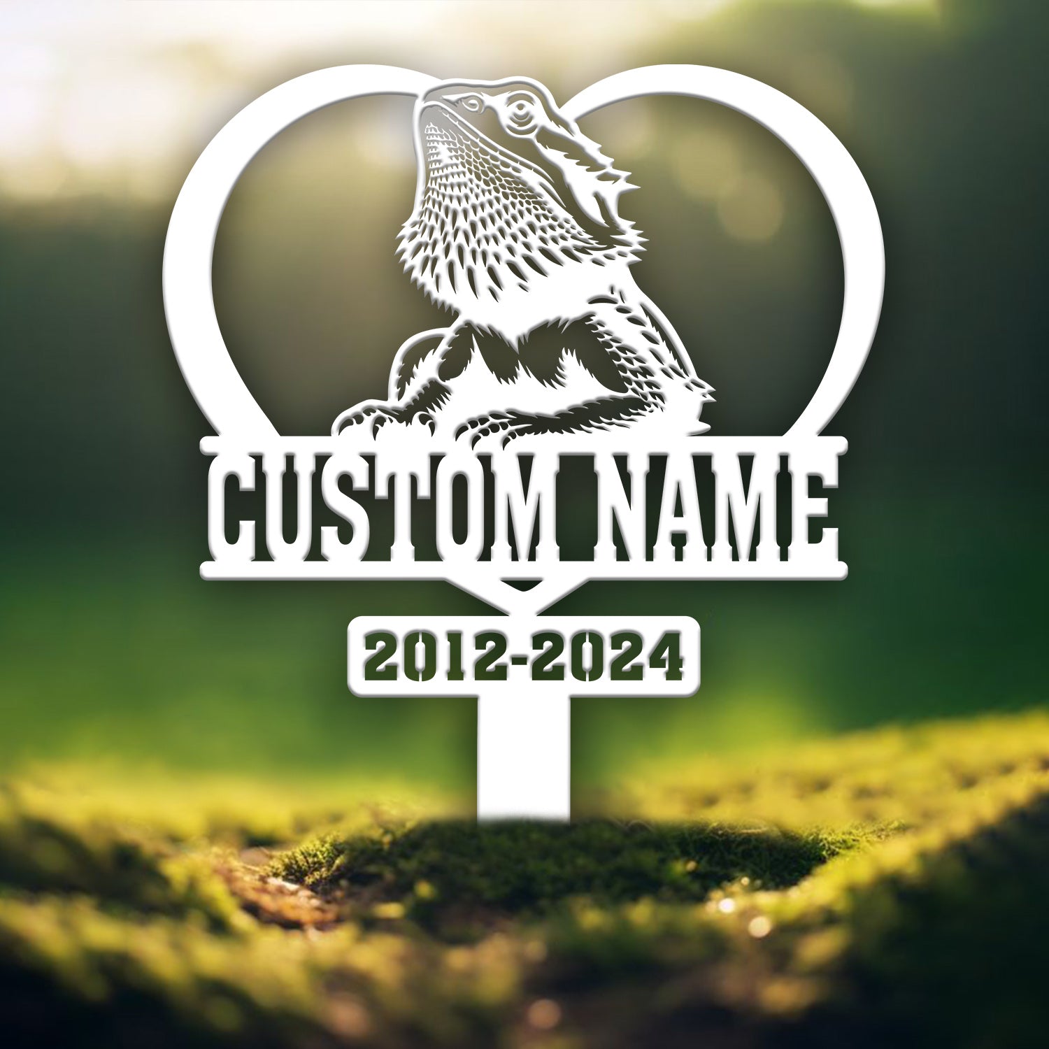Personalized Bearded Dragon Memorial Stake - Custom Metal Sympathy Sign, Pet Grave Marker, Bearded Dragon Loss Remembrance Stake