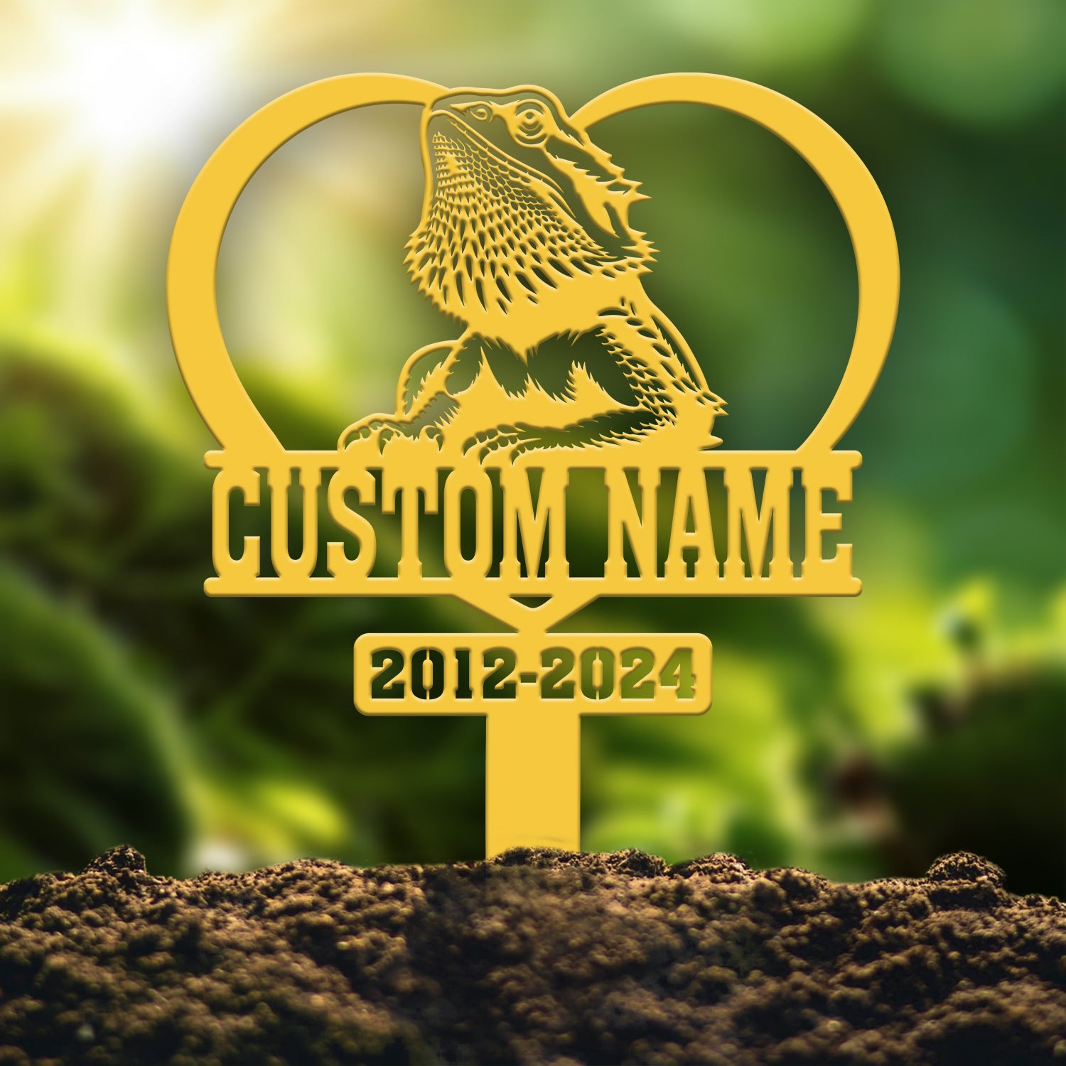Personalized Bearded Dragon Memorial Stake - Custom Metal Sympathy Sign, Pet Grave Marker, Bearded Dragon Loss Remembrance Stake