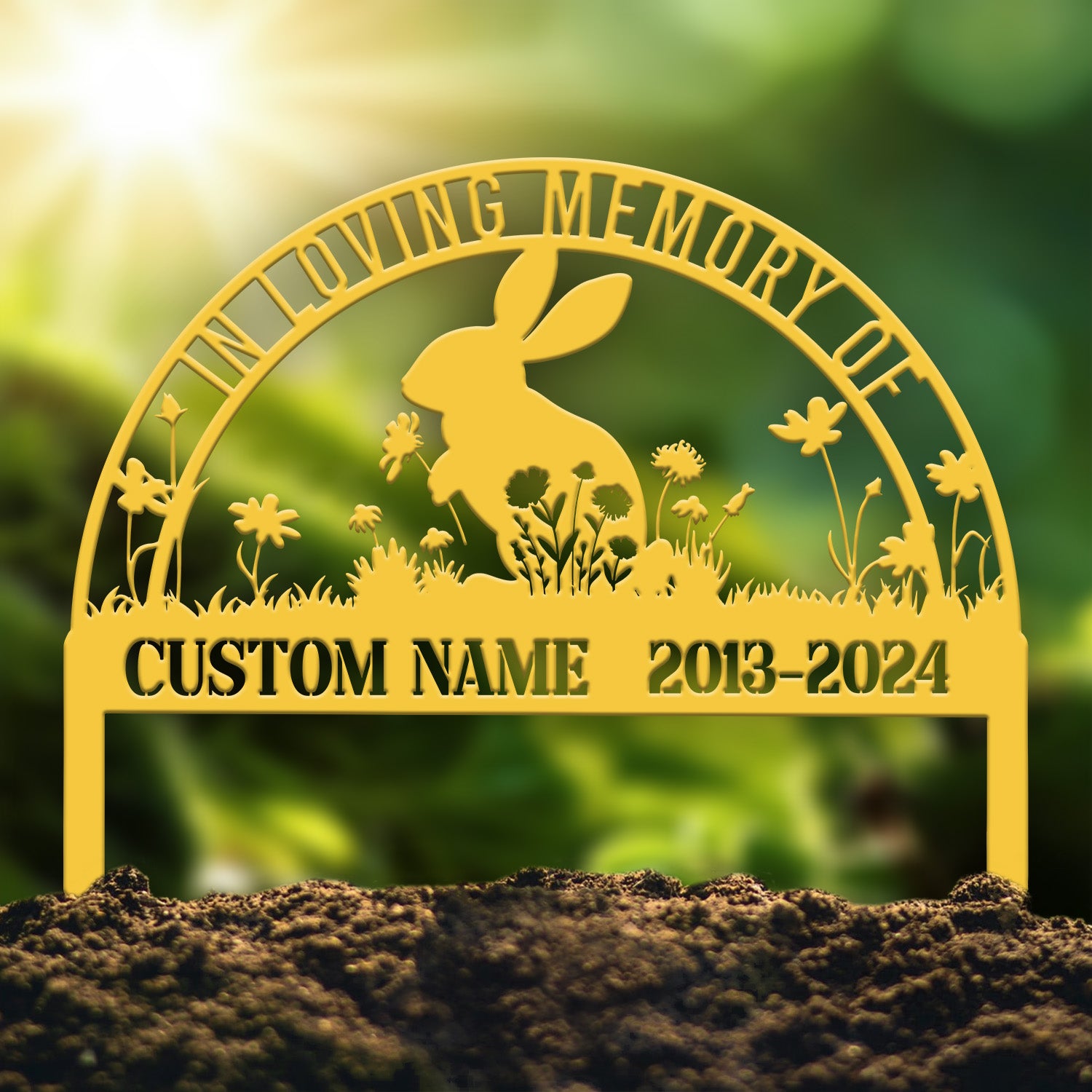 Personalized Rabbit Bunny Memorial Stake, Bunny Grave Marker, Metal Garden Stake, Remembrance Sign, Bunny Lover Sympathy Gift, Pet Loss Gift