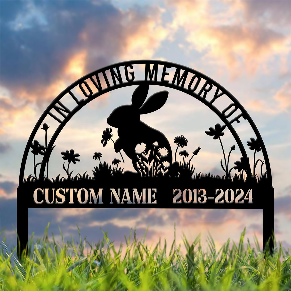 Personalized Rabbit Bunny Memorial Stake, Bunny Grave Marker, Metal Garden Stake, Remembrance Sign, Bunny Lover Sympathy Gift, Pet Loss Gift