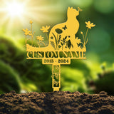 Personalized Cat Memorial Stake, Custom Metal Grave Marker with Flower, Cat Cemetery Stake, Loss of Cat Sympathy Gift, Cat Garden Decoration