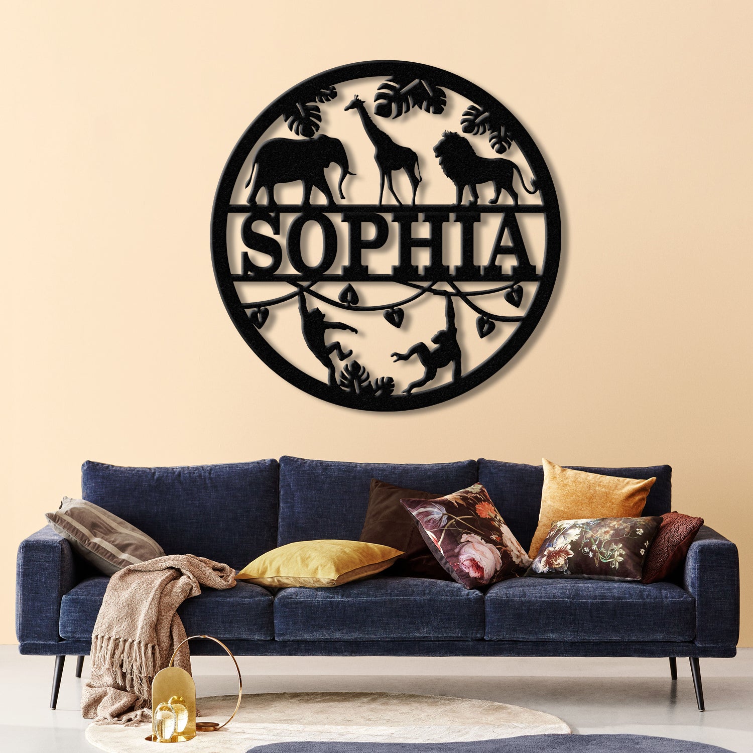Custom Safari Animals Name Sign, Metal Safari Sign, Metal Wall Art, Safari Nursery Decor, Animal Name Sign, Kid's Nursery Decor