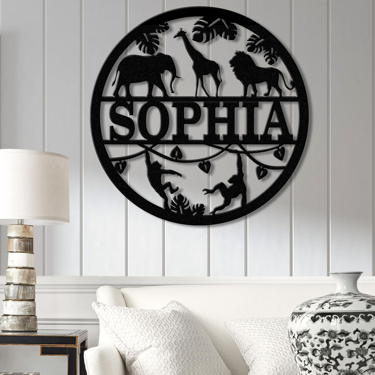 Custom Safari Animals Name Sign, Metal Safari Sign, Metal Wall Art, Safari Nursery Decor, Animal Name Sign, Kid's Nursery Decor