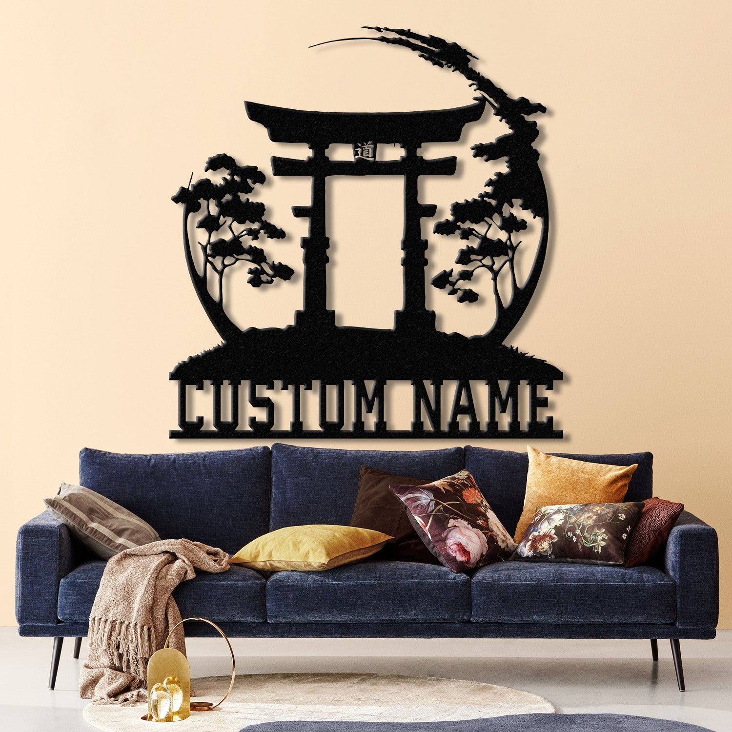 Custom Torii Gate Metal Wall Decor, Japanese Bedroom Decor, Inspirational Wall Art, Sanmon Bonsai Tree Sign, Japanese Home Decor