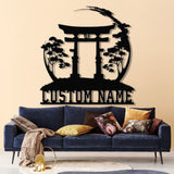 Custom Torii Gate Metal Wall Decor, Japanese Bedroom Decor, Inspirational Wall Art, Sanmon Bonsai Tree Sign, Japanese Home Decor
