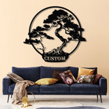 Personalized Bonsai Tree Metal Wall Art, Custom Bonsai Tree Sign, Bonsai Tree Lover, Gift For Bonsai Tree Lover, Japanese Bedroom Decor