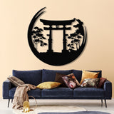 Bonsai Tree with Torii Gate Metal Wall Decor, Japanese Bedroom Decor, Inspirational Wall Art, Sanmon Bonsai Tree Sign, Japanese Home Decor