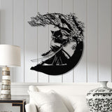 Custom Samurai Cat Wall Art with Led Lights, Personalized Cute Samurai Cat Metal Sign, Japanese Art Decor, Cat Sign Decor, Cat Lovers Gifts