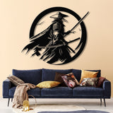 Custom Samurai Metal Wall Art with LED Lights, Personalized Japanese Warrior Silhouette Decor, Man Cave, Night Light, or Gift for Boyfriend