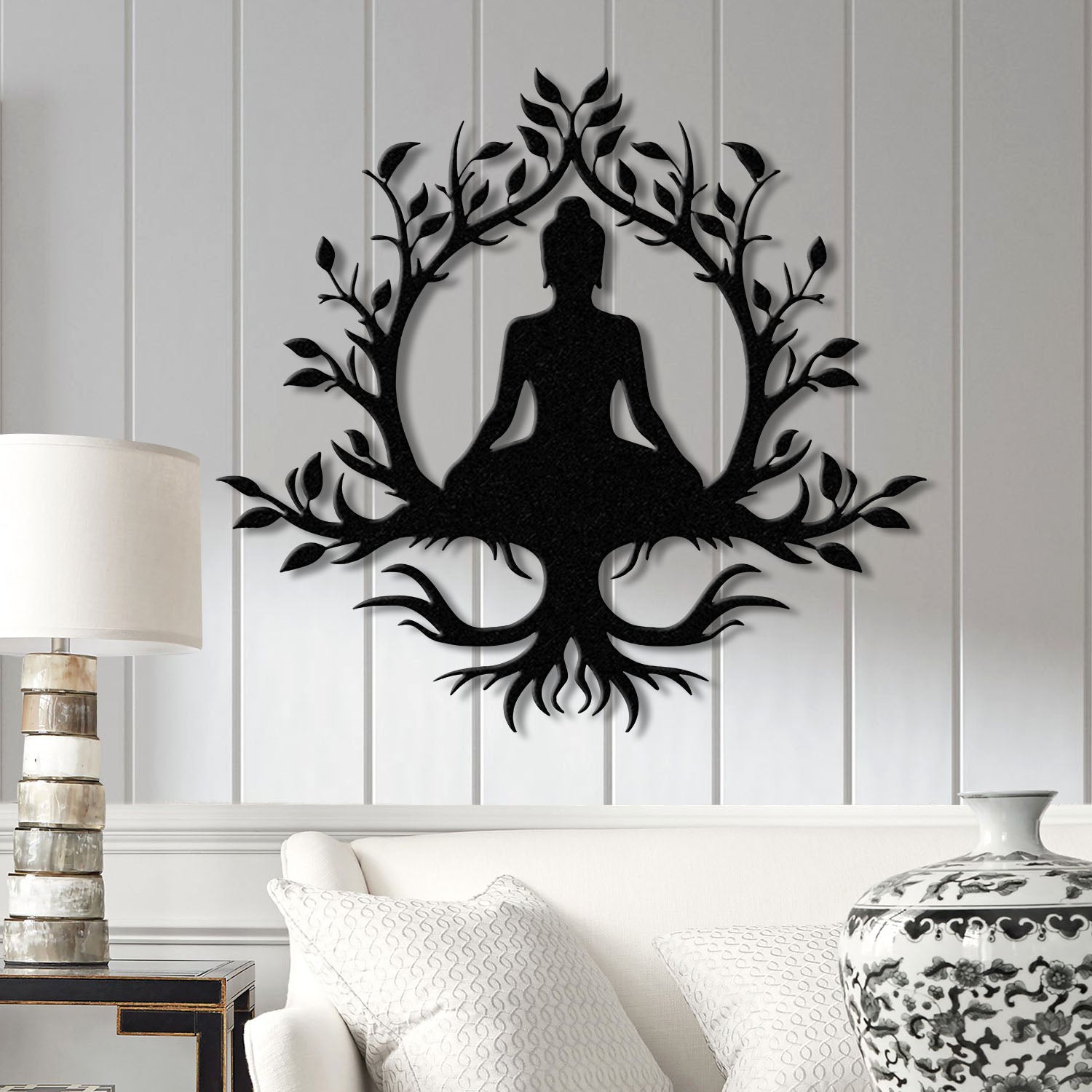 Buddha Metal Wall Art, Buddha Tree of Life, Zen Wall Art, Buddha Wall Decor, Buddha Om Metal Sign, Meditation Decor Gift, Yoga Studio Gift