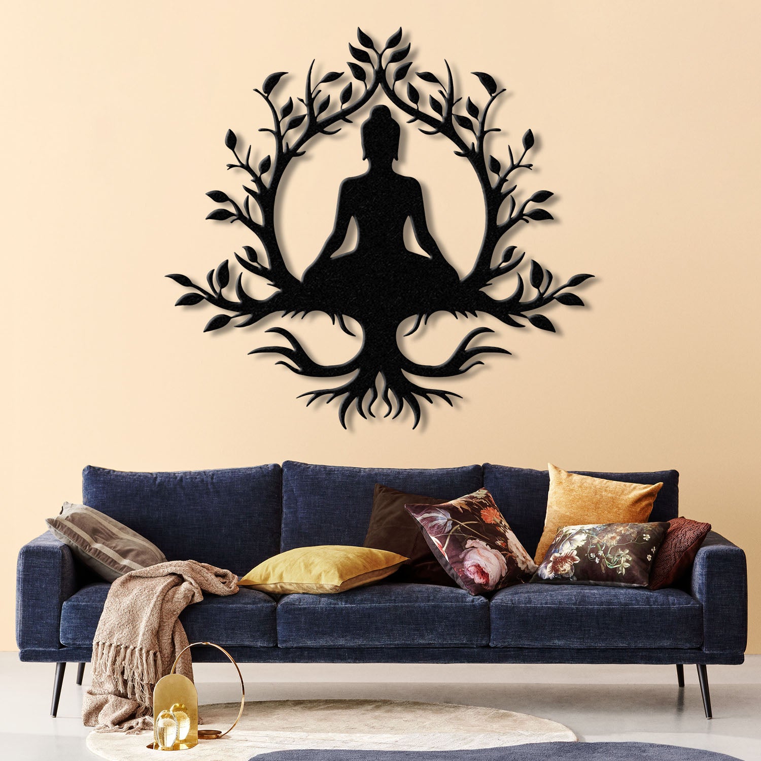 Buddha Metal Wall Art, Buddha Tree of Life, Zen Wall Art, Buddha Wall Decor, Buddha Om Metal Sign, Meditation Decor Gift, Yoga Studio Gift