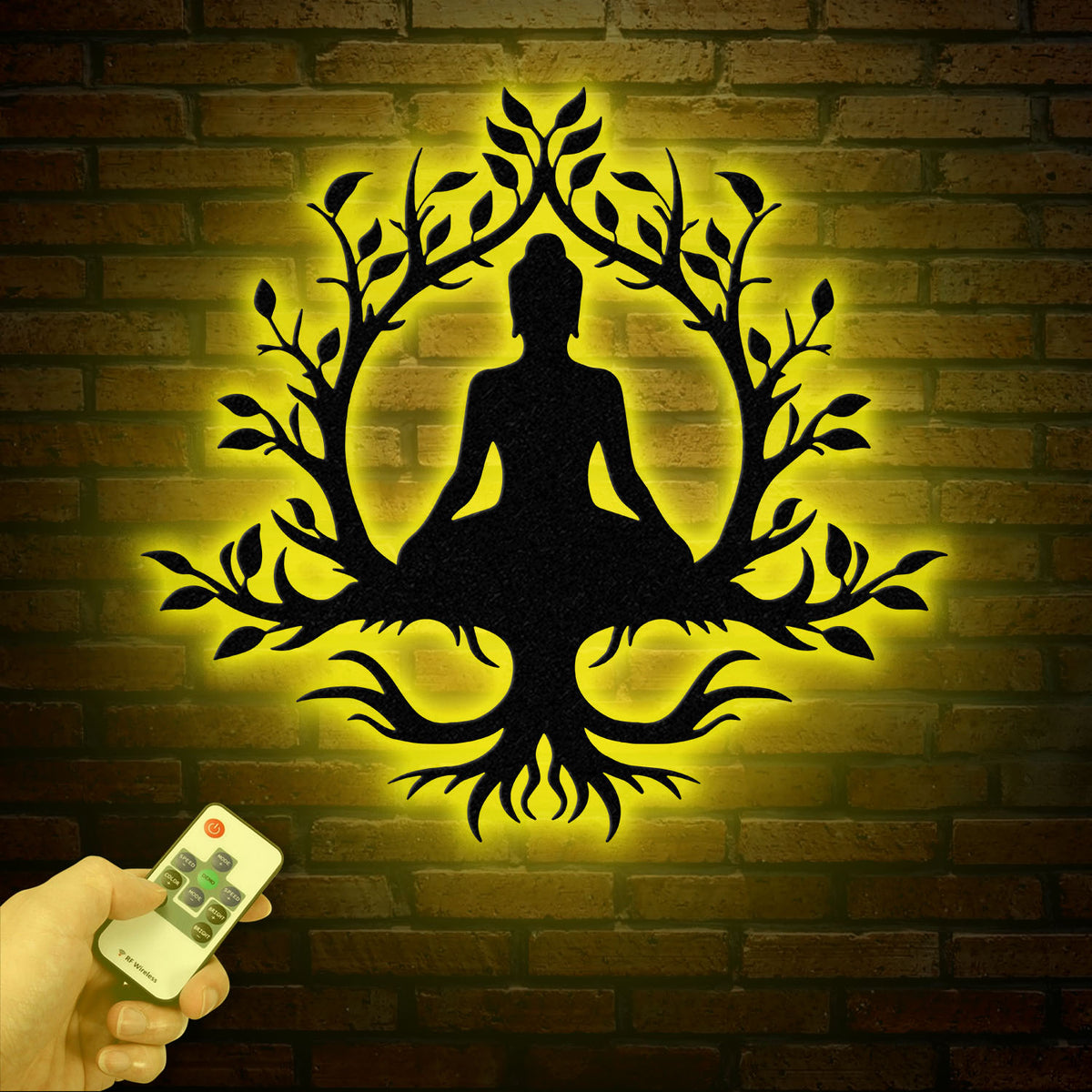 Buddha Metal Wall Art, Buddha Tree of Life, Zen Wall Art, Buddha Wall Decor, Buddha Om Metal Sign, Meditation Decor Gift, Yoga Studio Gift