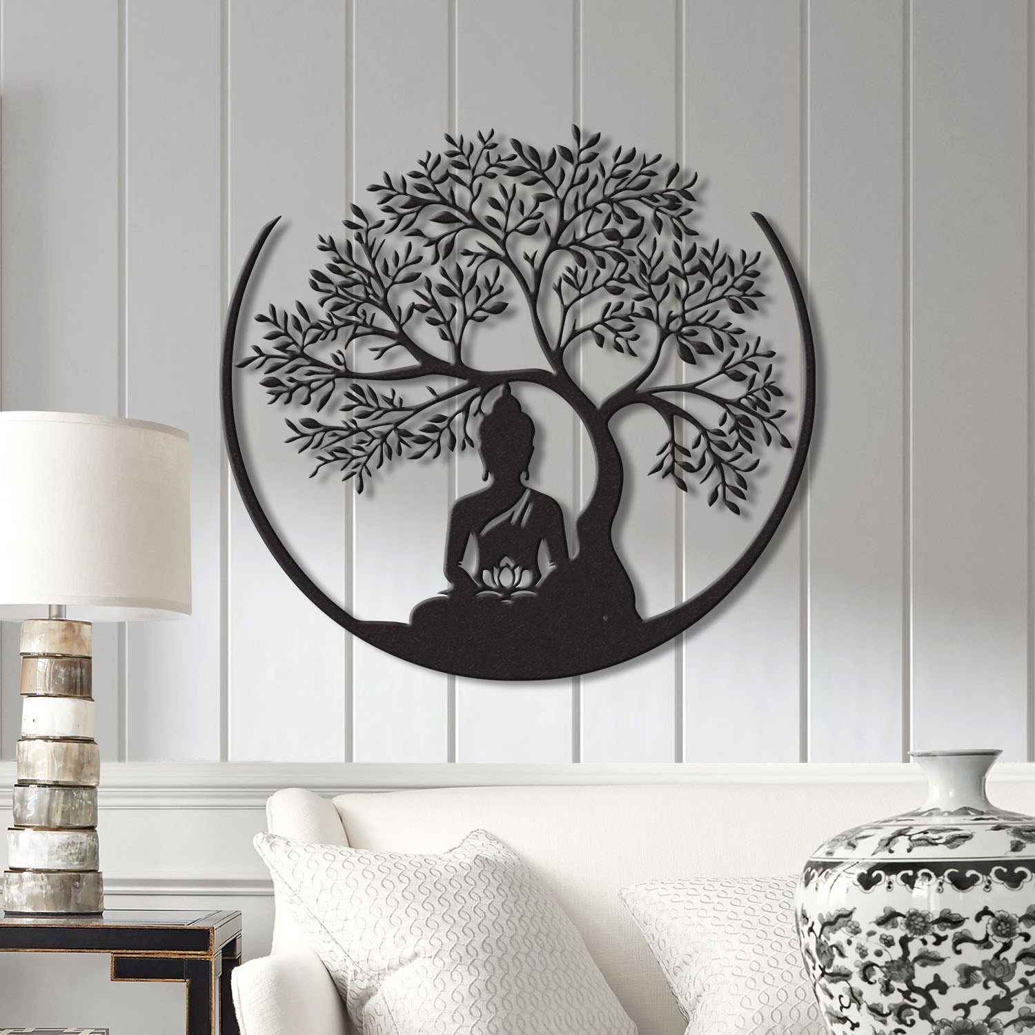 Buddha Metal Wall Art, Buddha Tree of Life, Zen Wall Art, Buddha Wall Decor, Buddha Om Metal Sign, Meditation Decor Gift, Yoga Studio Gift
