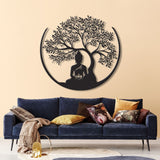 Buddha Metal Wall Art, Buddha Tree of Life, Zen Wall Art, Buddha Wall Decor, Buddha Om Metal Sign, Meditation Decor Gift, Yoga Studio Gift