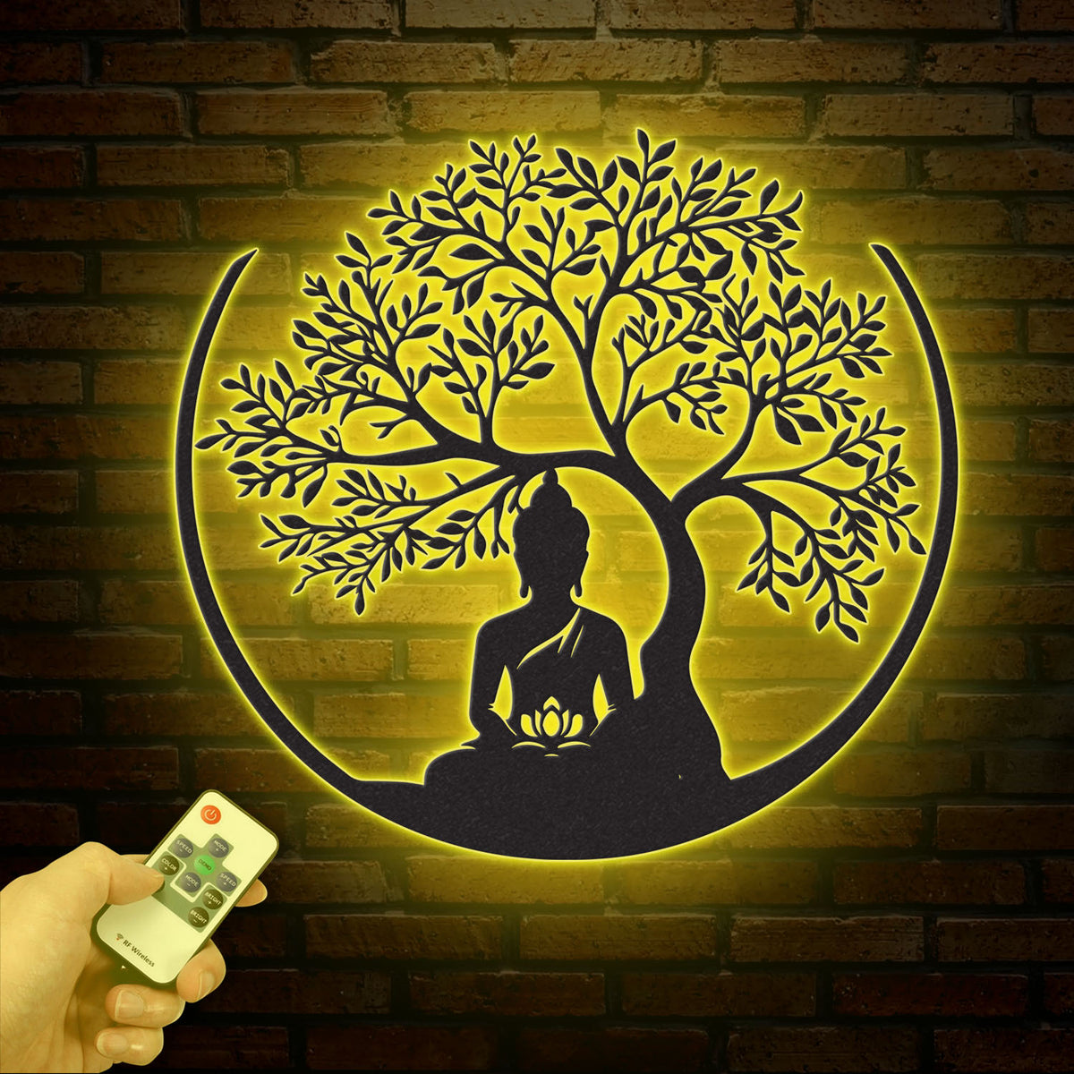 Buddha Metal Wall Art, Buddha Tree of Life, Zen Wall Art, Buddha Wall Decor, Buddha Om Metal Sign, Meditation Decor Gift, Yoga Studio Gift
