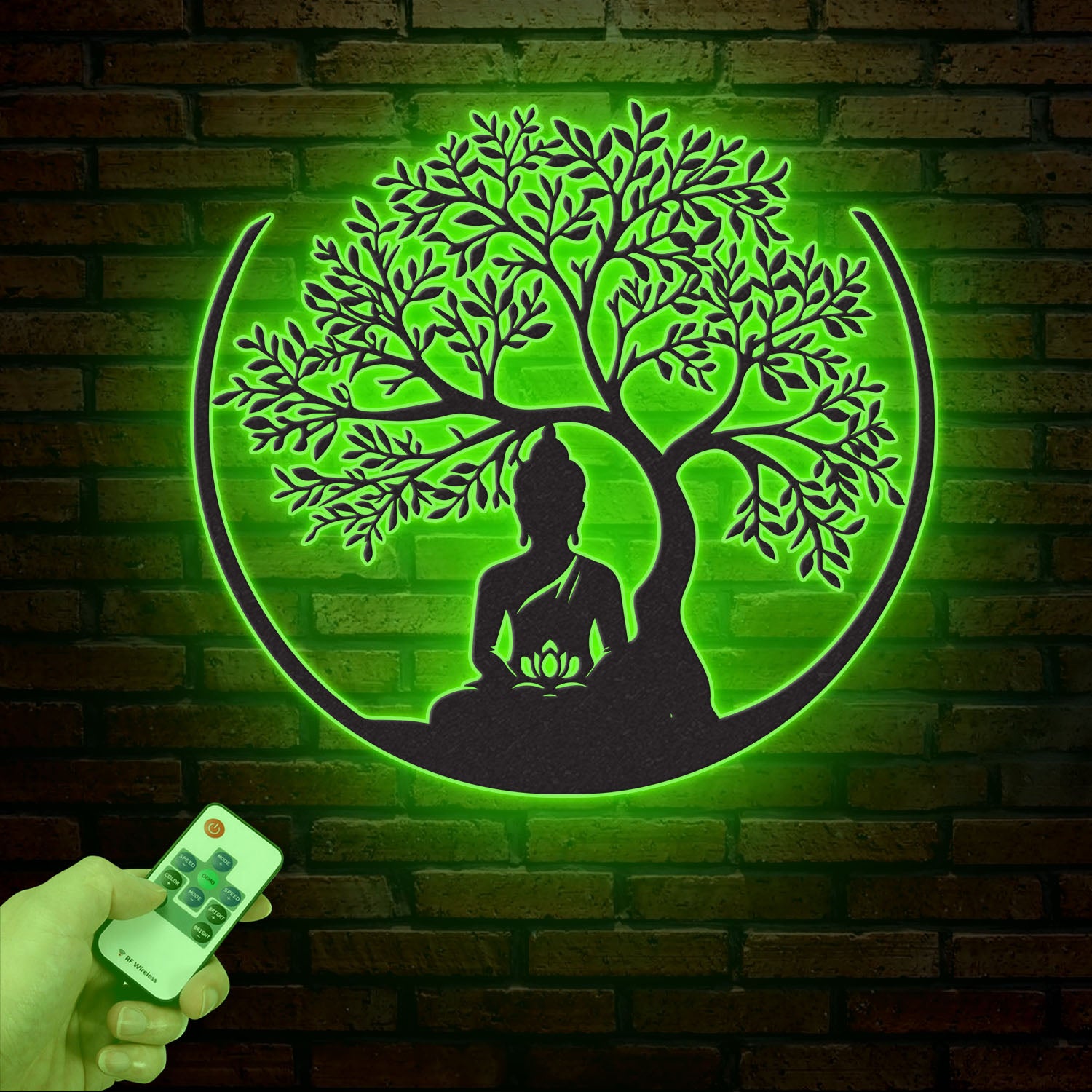 Buddha Metal Wall Art, Buddha Tree of Life, Zen Wall Art, Buddha Wall Decor, Buddha Om Metal Sign, Meditation Decor Gift, Yoga Studio Gift