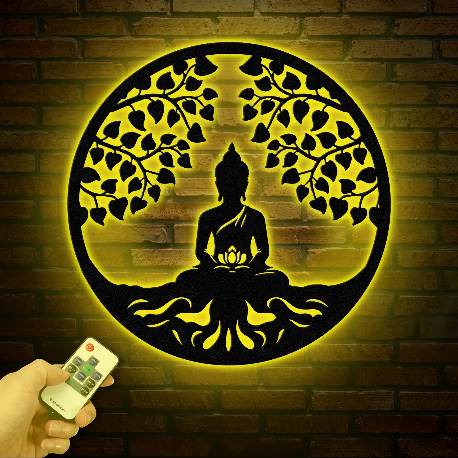 Buddha Metal Wall Art, Buddha Tree of Life, Zen Wall Art, Buddha Wall Decor, Buddha Om Metal Sign, Meditation Decor Gift, Yoga Studio Gift