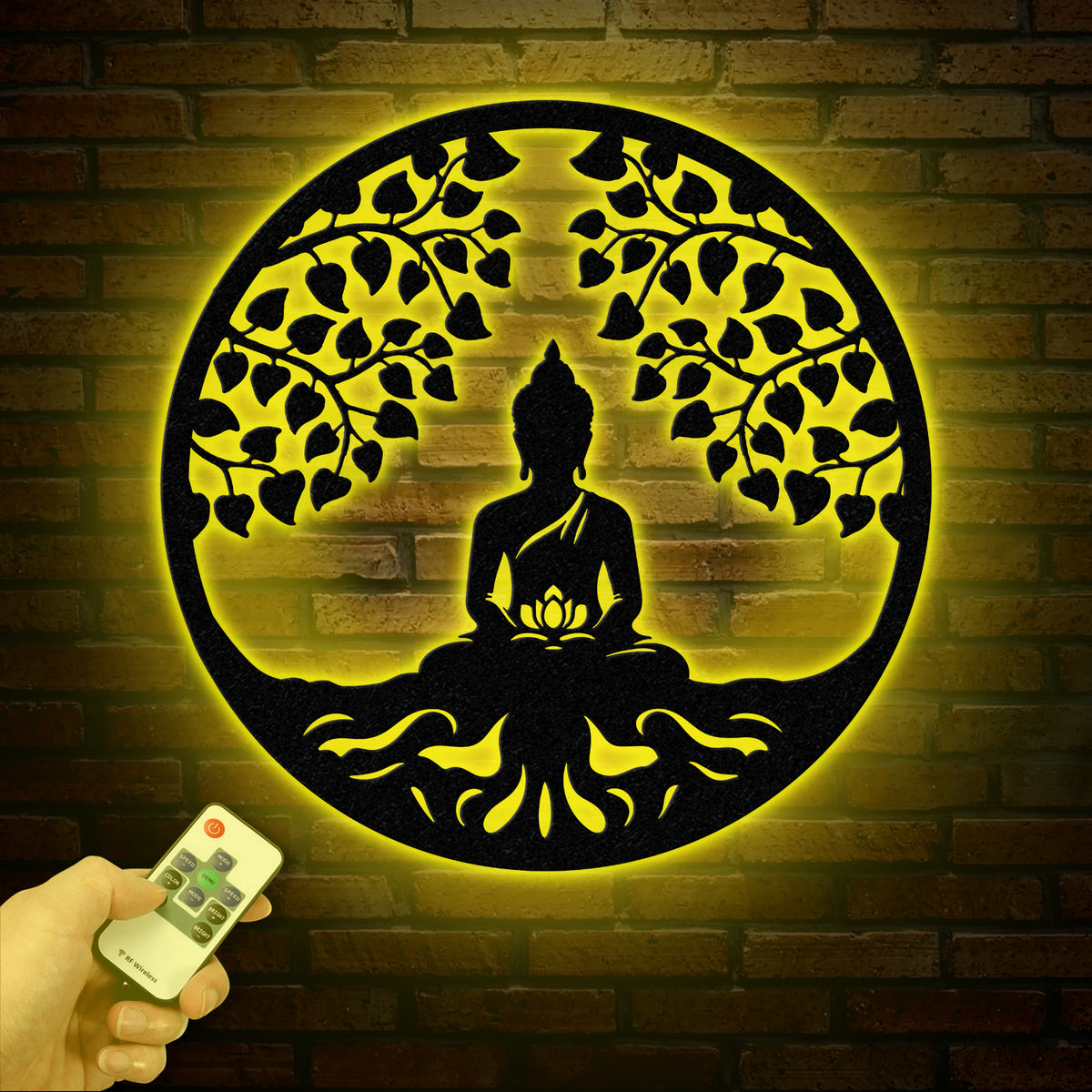 Buddha Metal Wall Art, Buddha Tree of Life, Zen Wall Art, Buddha Wall Decor, Buddha Om Metal Sign, Meditation Decor Gift, Yoga Studio Gift