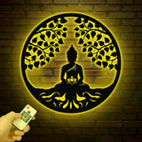 Buddha Metal Wall Art, Buddha Tree of Life, Zen Wall Art, Buddha Wall Decor, Buddha Om Metal Sign, Meditation Decor Gift, Yoga Studio Gift