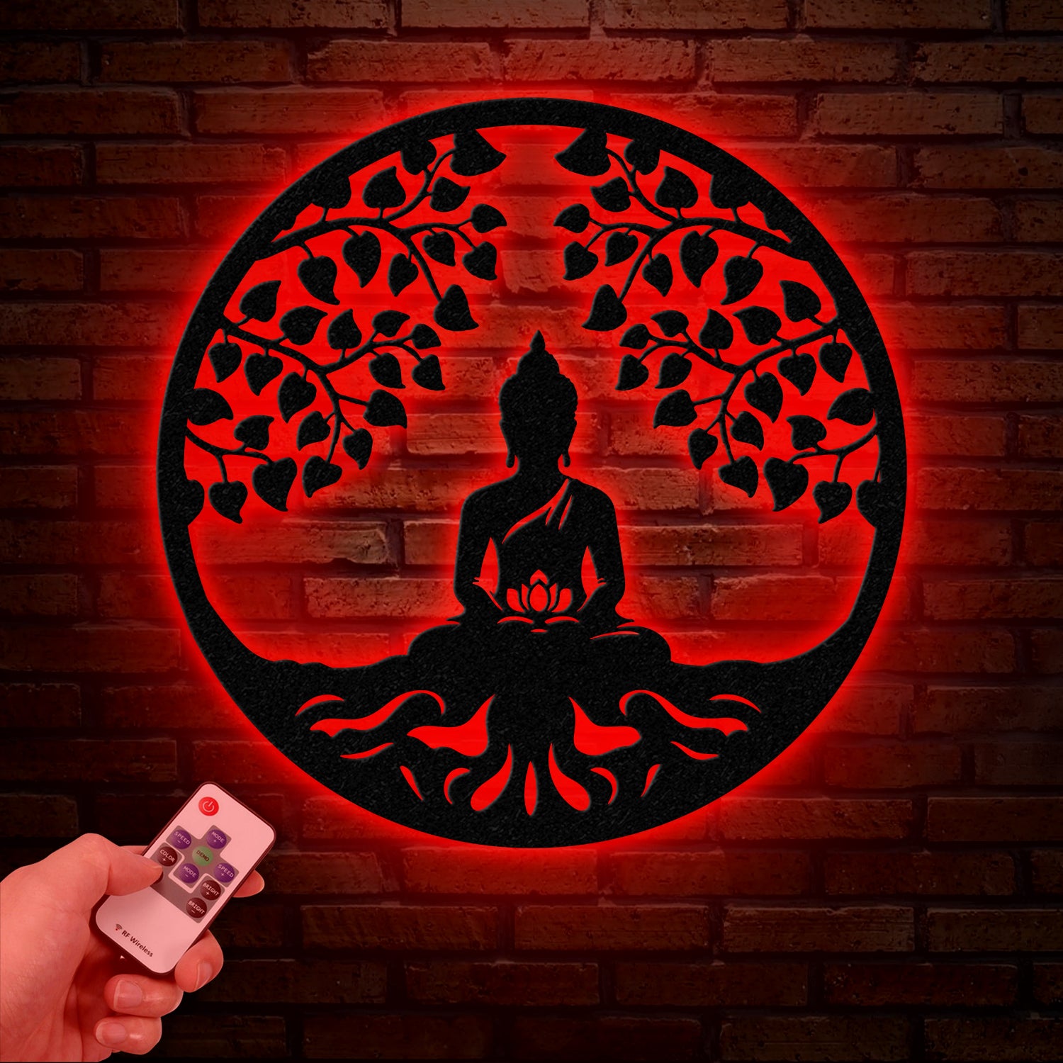 Buddha Metal Wall Art, Buddha Tree of Life, Zen Wall Art, Buddha Wall Decor, Buddha Om Metal Sign, Meditation Decor Gift, Yoga Studio Gift