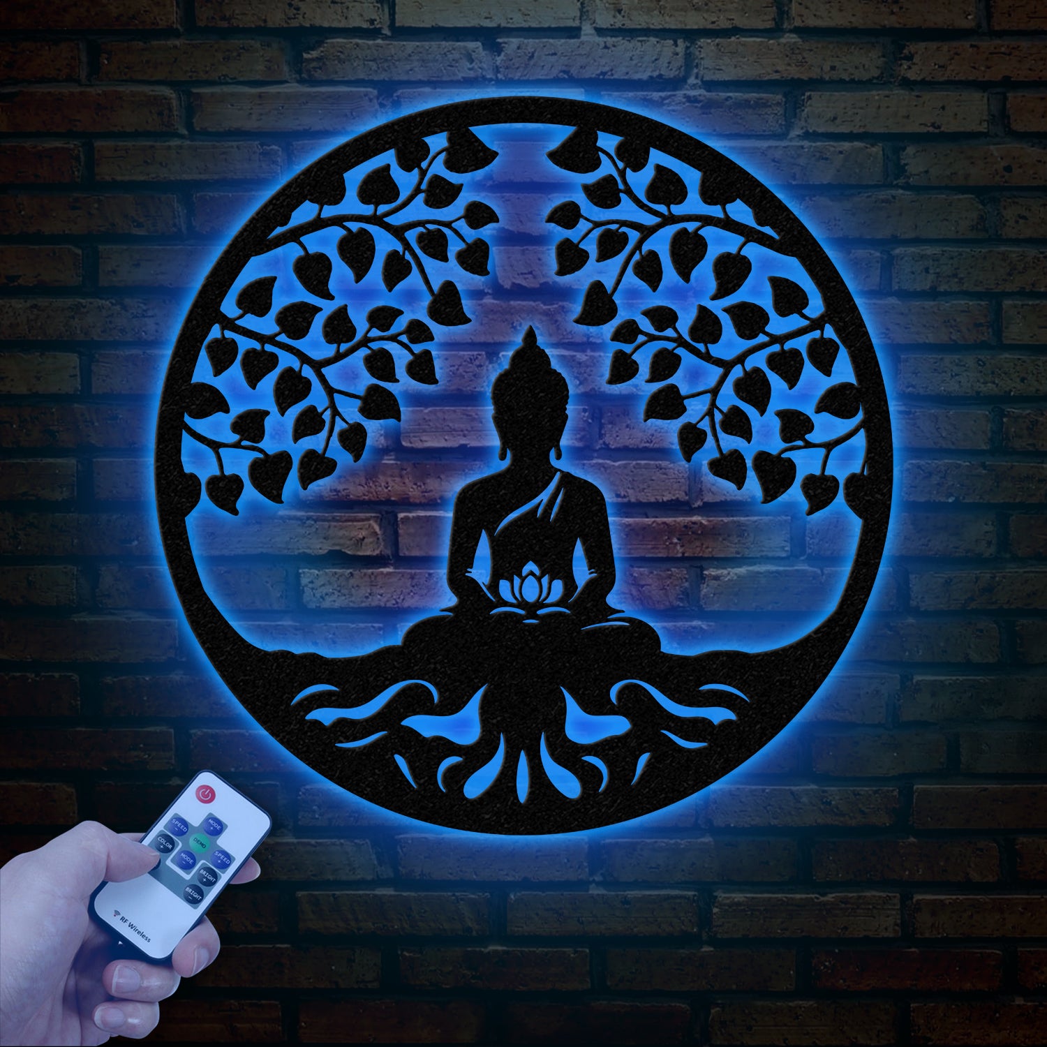 Buddha Metal Wall Art, Buddha Tree of Life, Zen Wall Art, Buddha Wall Decor, Buddha Om Metal Sign, Meditation Decor Gift, Yoga Studio Gift