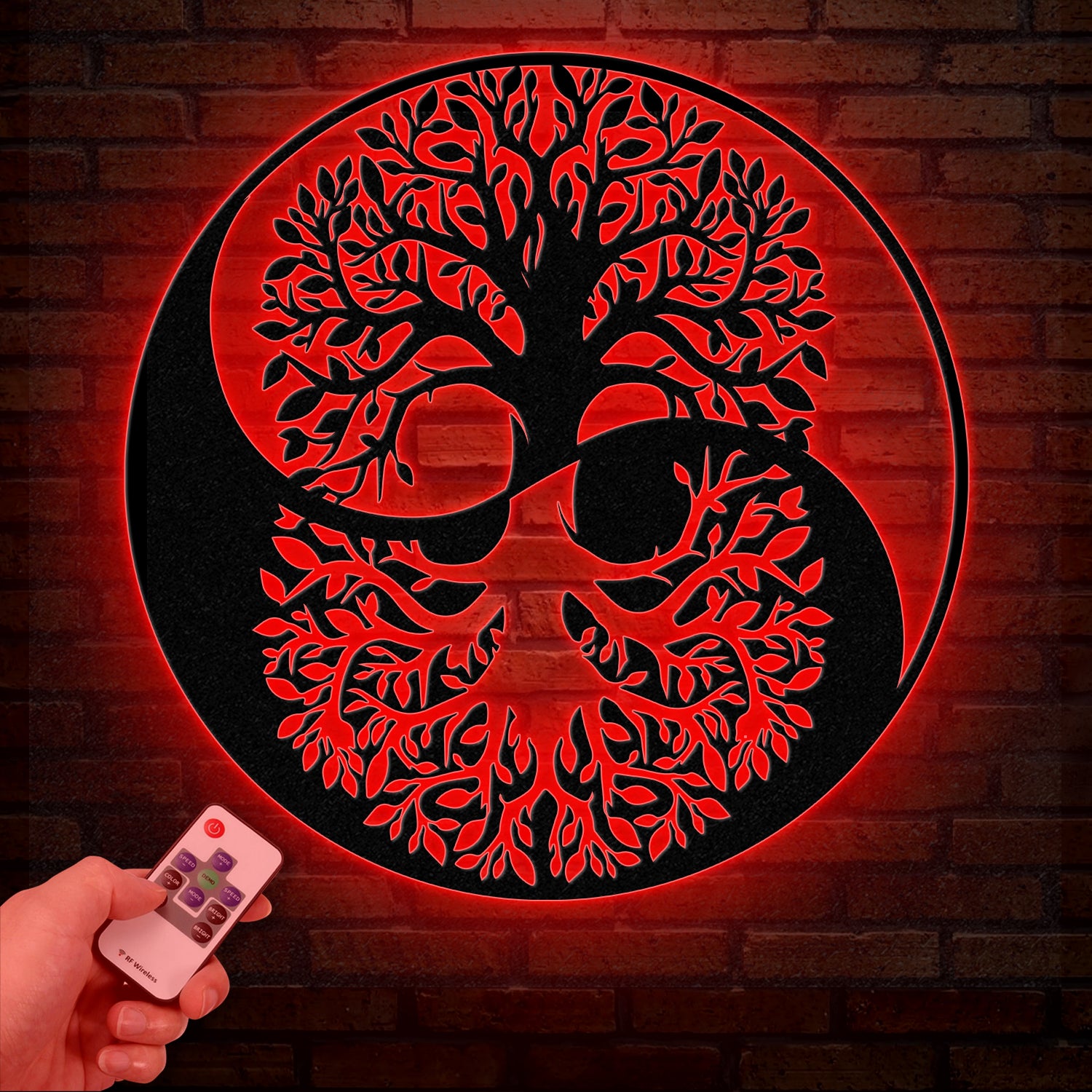 Tree of Life Yin Yang Metal Sign with Led Lights, Outdoor Garden Metal Wall Art, Metal Wall Decor, Bedroom Decor, Housewarming Gifts