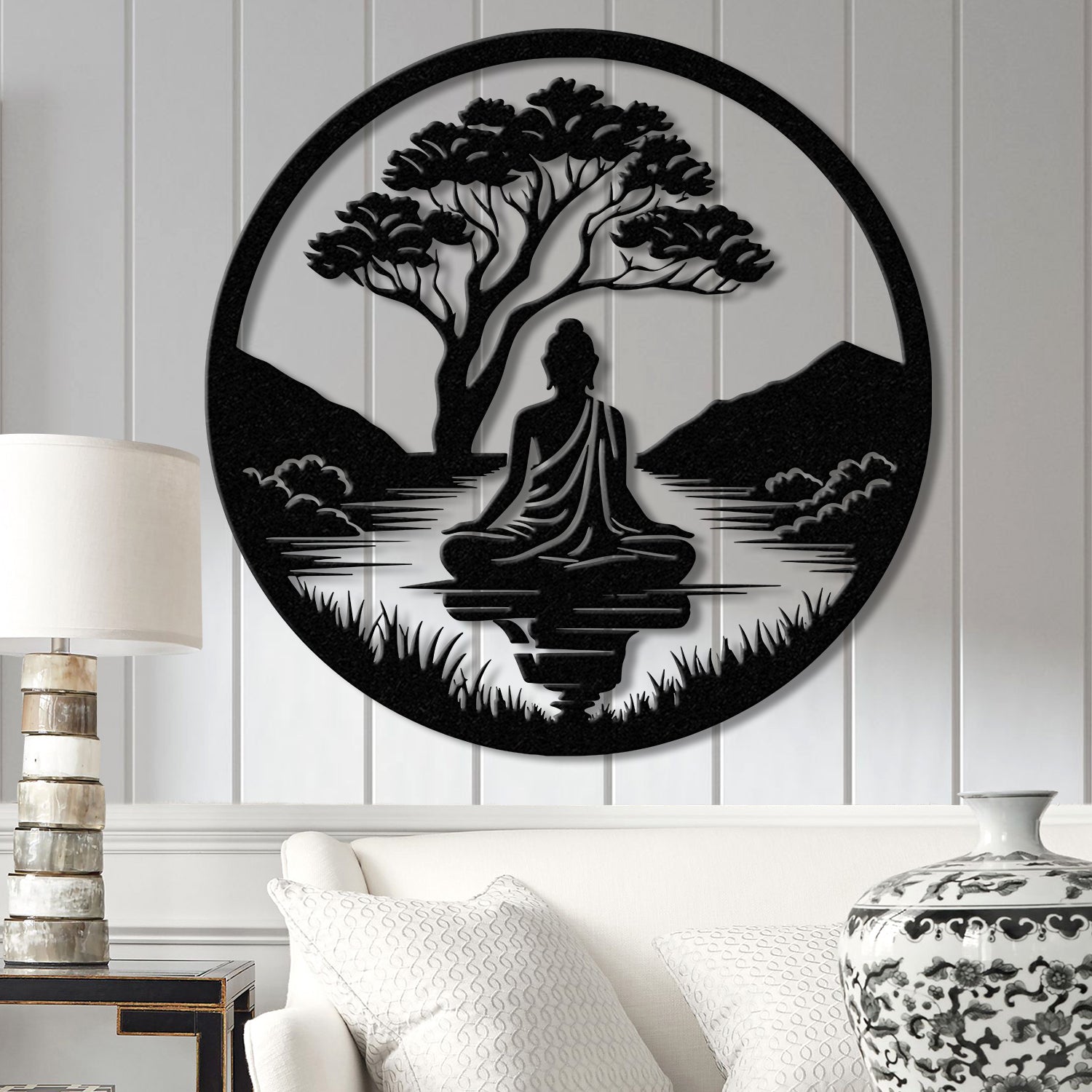 Buddha Metal Wall Art, Buddha Tree of Life, Zen Wall Art, Buddha Wall Decor, Buddha Om Metal Sign, Meditation Decor Gift, Yoga Studio Gift