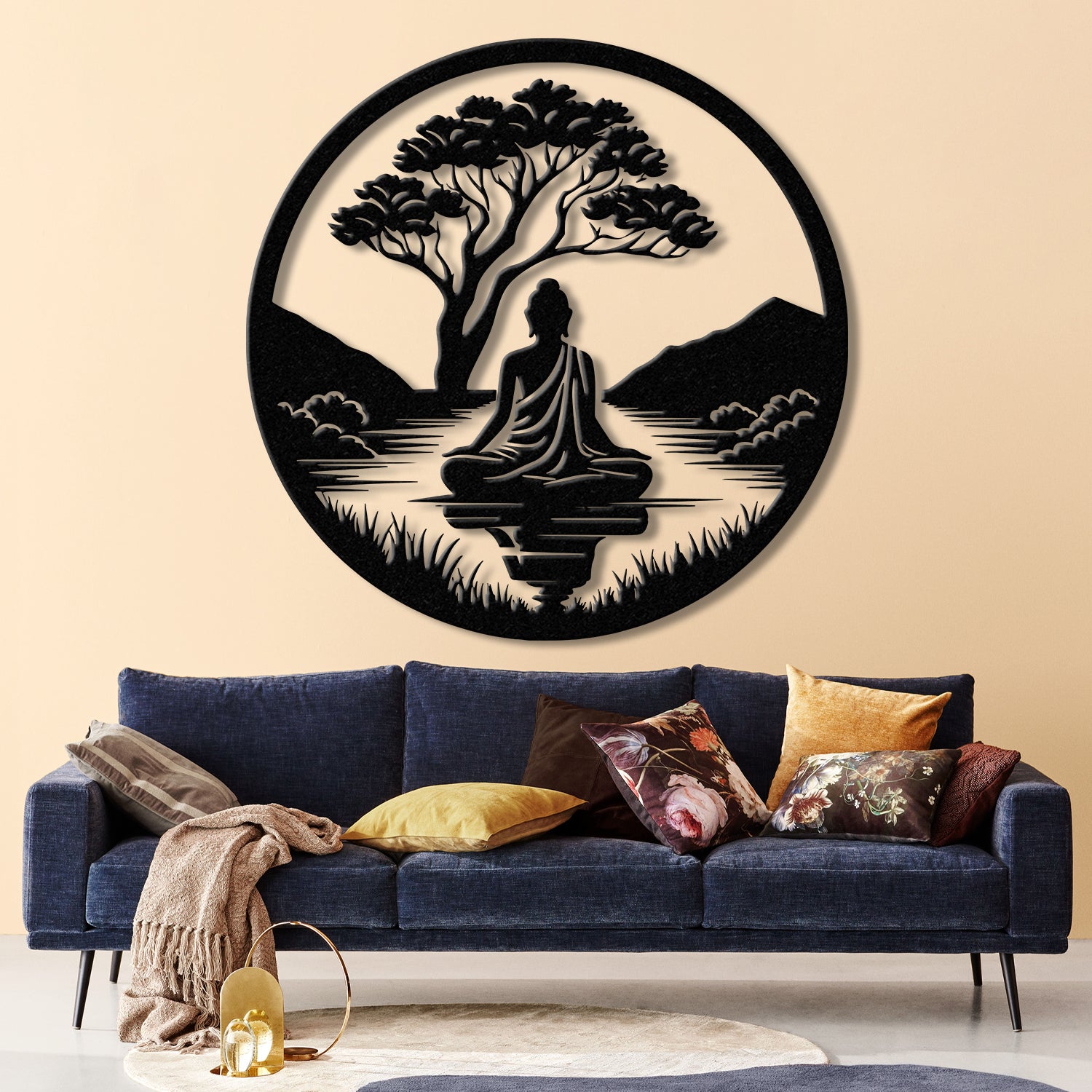 Buddha Metal Wall Art, Buddha Tree of Life, Zen Wall Art, Buddha Wall Decor, Buddha Om Metal Sign, Meditation Decor Gift, Yoga Studio Gift