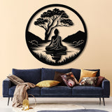 Buddha Metal Wall Art, Buddha Tree of Life, Zen Wall Art, Buddha Wall Decor, Buddha Om Metal Sign, Meditation Decor Gift, Yoga Studio Gift