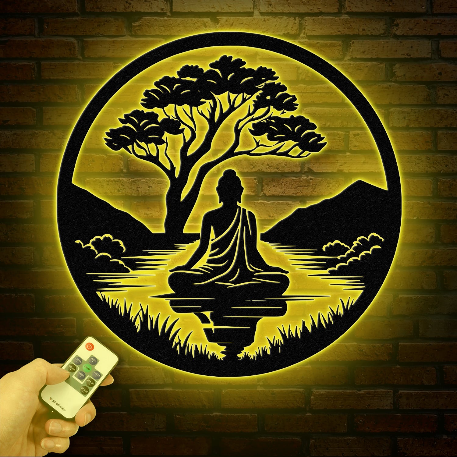 Buddha Metal Wall Art, Buddha Tree of Life, Zen Wall Art, Buddha Wall Decor, Buddha Om Metal Sign, Meditation Decor Gift, Yoga Studio Gift