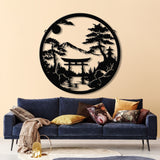 Bonsai Tree with Torii Gate Metal Wall Decor, Japanese Bedroom Decor, Inspirational Wall Art, Sanmon Bonsai Tree Sign, Japanese Home Decor