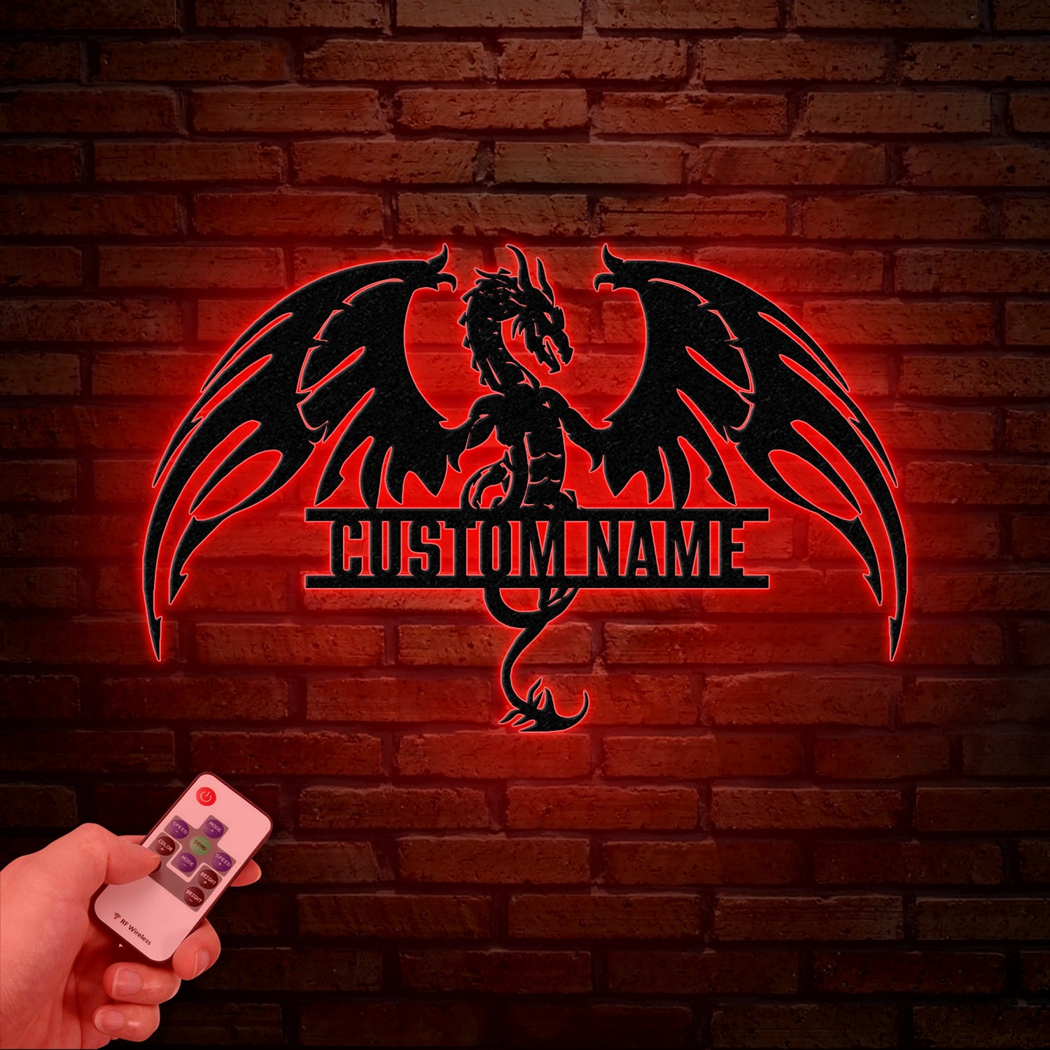 Custom Dragon Metal Art with Led Light, Dragon Name House Sign, Dragon Metal Sign, Boy Room Decor, Dragon Lover Gift, Gaming Room Decor