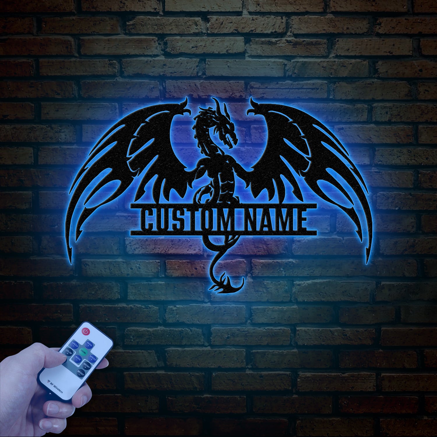 Custom Dragon Metal Art with Led Light, Dragon Name House Sign, Dragon Metal Sign, Boy Room Decor, Dragon Lover Gift, Gaming Room Decor