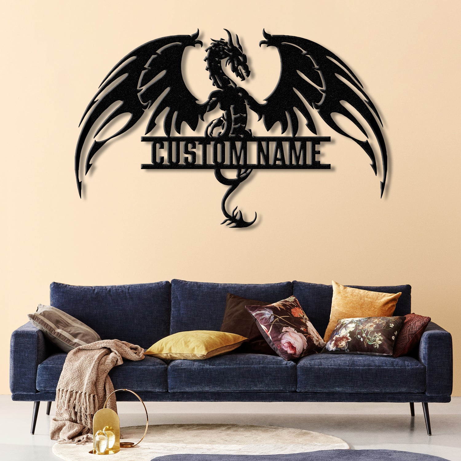 Custom Dragon Metal Art with Led Light, Dragon Name House Sign, Dragon Metal Sign, Boy Room Decor, Dragon Lover Gift, Gaming Room Decor